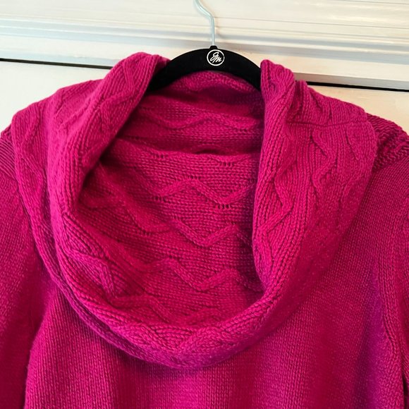 Chico's Raspberry Cowlneck Wool Sweater - Size 1 - Picture 2 of 4